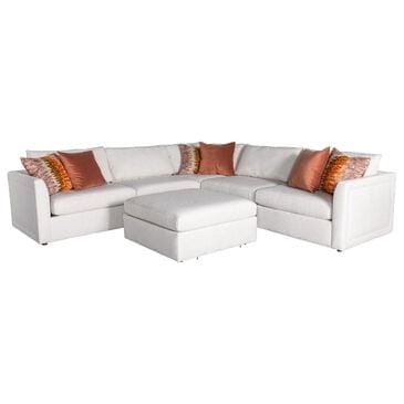 Massoud Furniture Zoe 6-Piece Stationary Symmetrical Sectional with Ottoman in Warehouse Salt, , large
