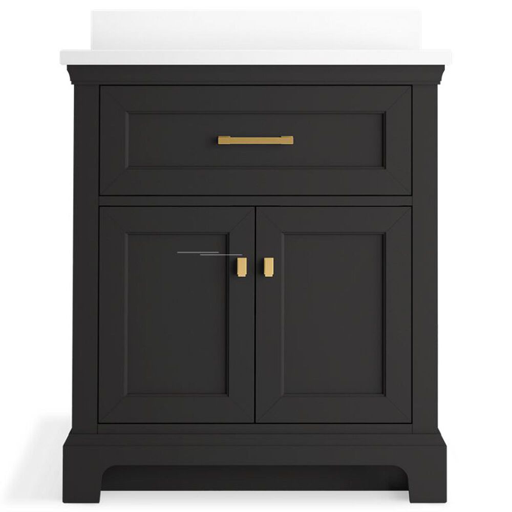 Kohler Charlemont 30&quot; Single Bathroom Vanity in Ferrous Grey with 3 cm White Quartz Top and Rectangular Sink, , large
