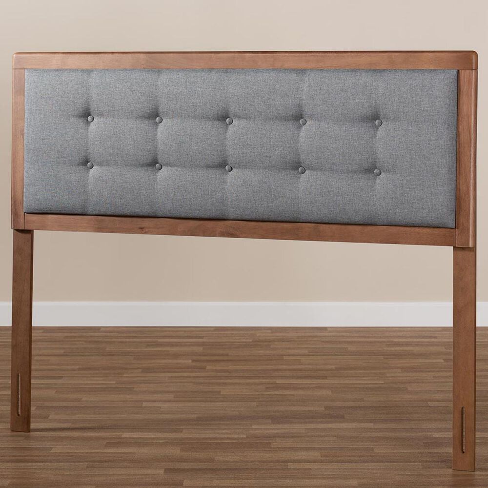 Baxton Studio Sarine Full Upholstered Headboard in Dark Gray/Walnut, , large