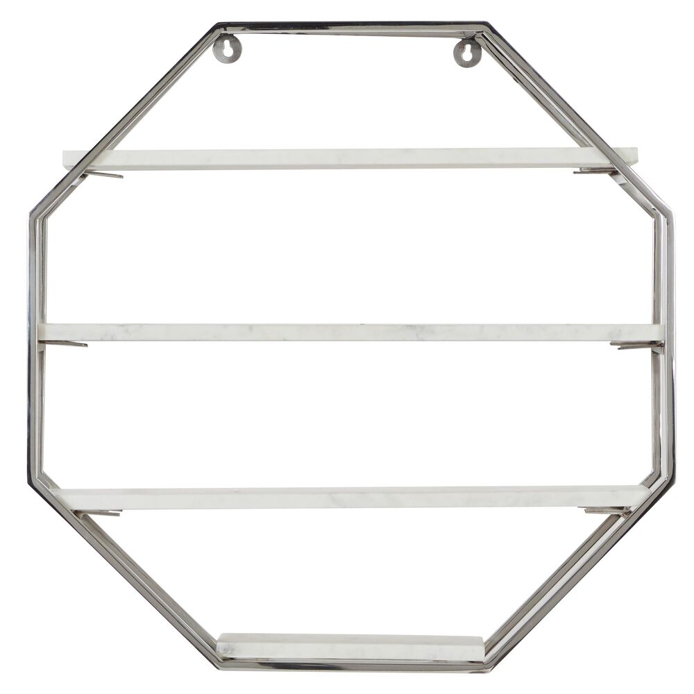 Maple and Jade Contemporary Metal Wall Shelf Silver, , large