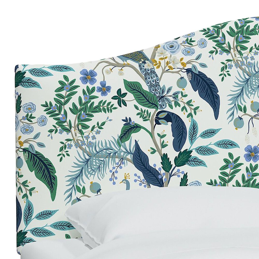 Rifle Paper Co Crafted by Cloth &amp; Company Mayfair Queen Headboard in Peacock Blue/White, , large