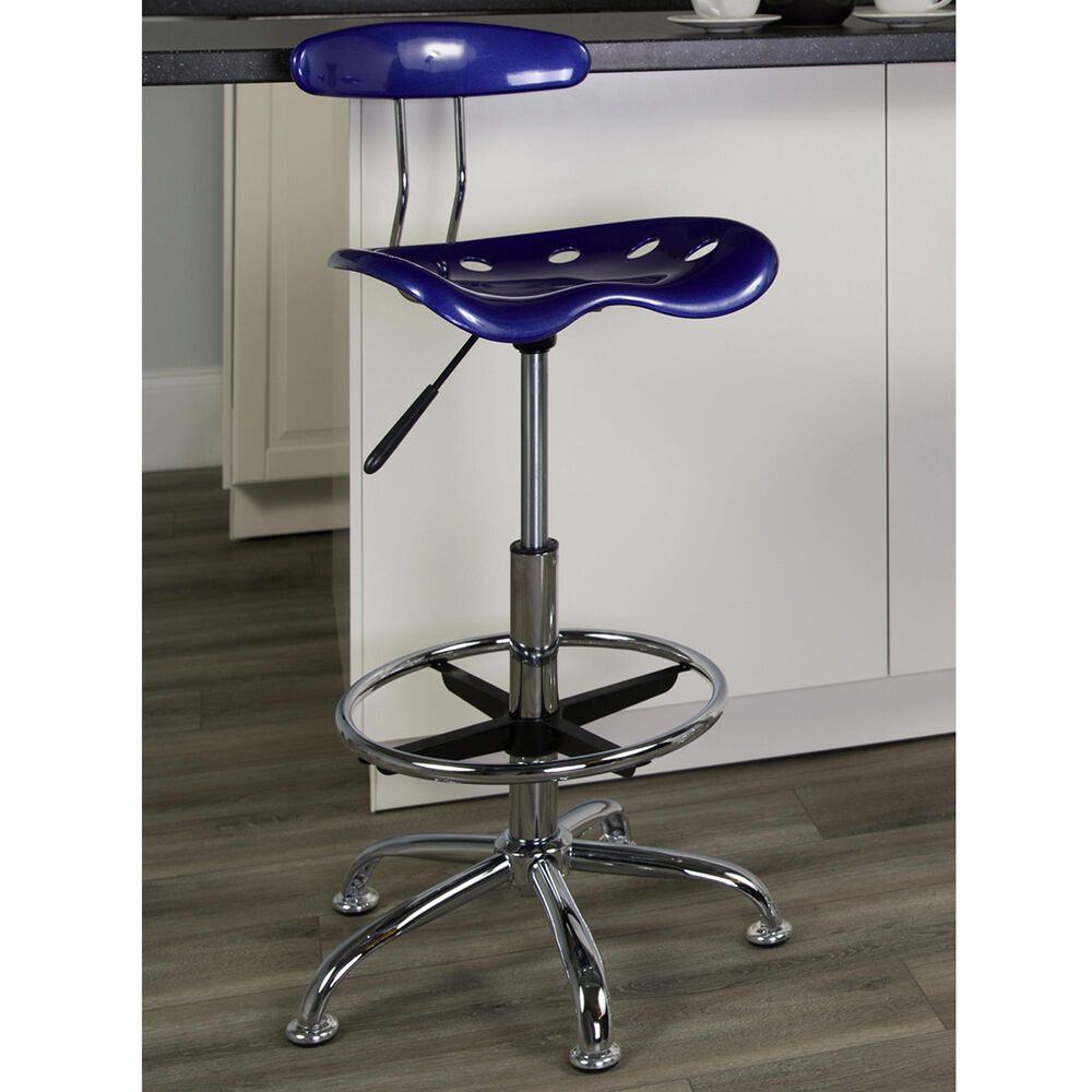 Flash Furniture Vibrant Drafting Stool in Blue, , large