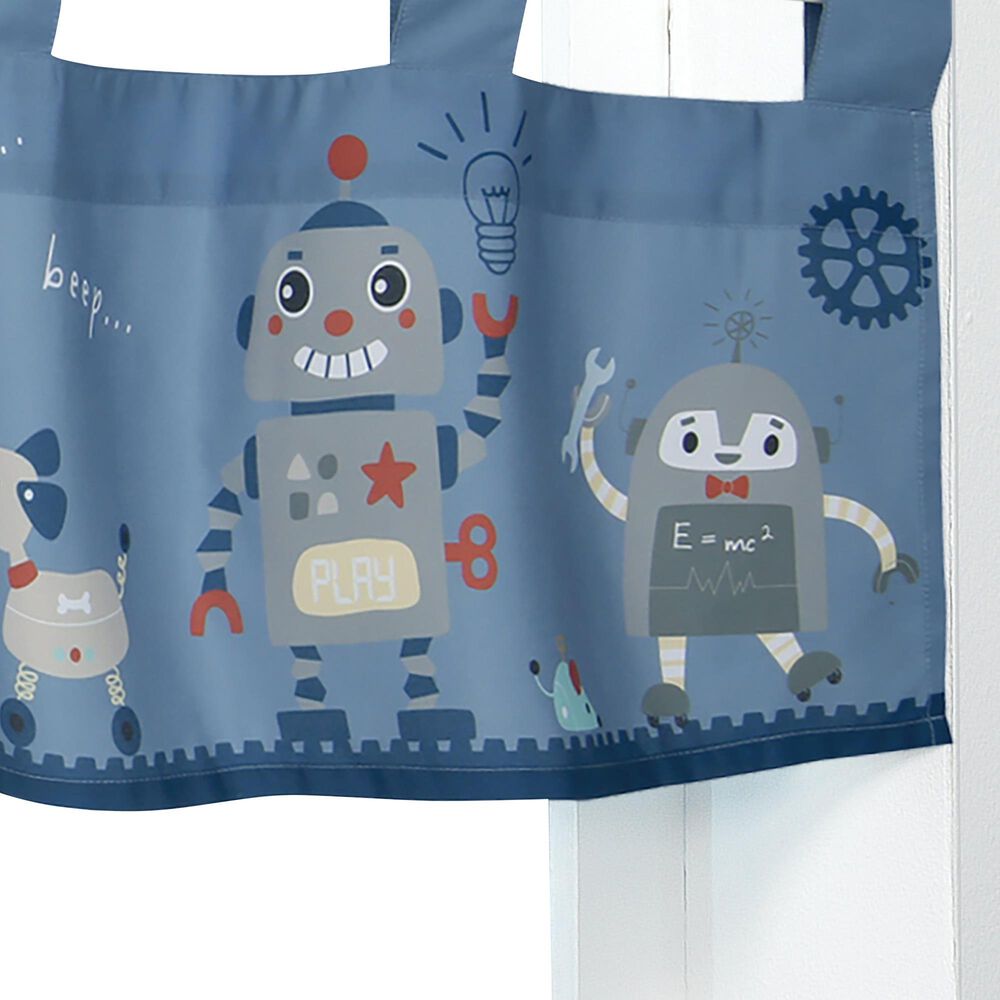 Lambs and Ivy Robbie Robot Window Valance in Blue, Grey and Red, , large