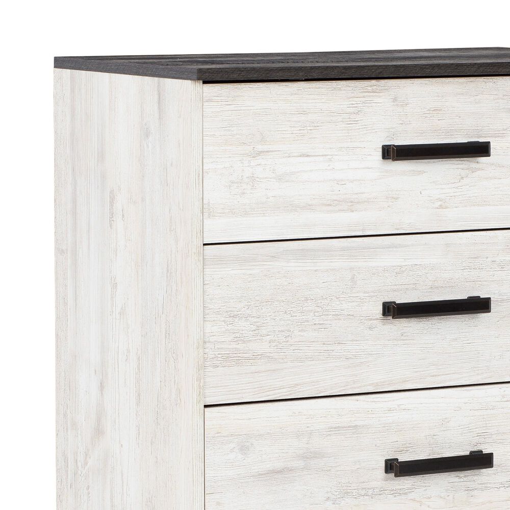 Ashley Shawburn 5-Drawer Chest in Whitewash and Charcoal Gray, , large