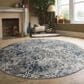 Radici USA Livigno Floral 7"10" Round Blue Area Rug, , large