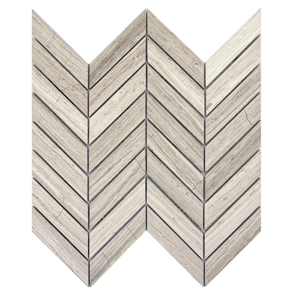 Emser Metro Cream 12" x 12" Chevron Honed Limestone Mosaic Sheet, , large