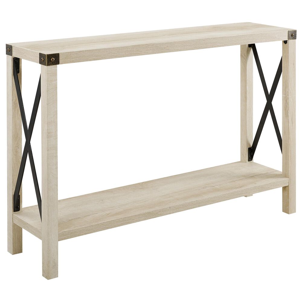 Walker Edison Metal X Entryway Table in White Oak, , large