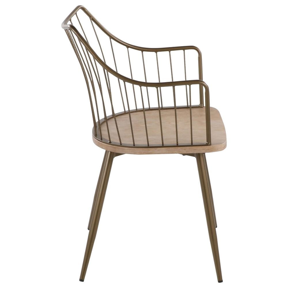 Lumisource Winston Farmhouse Chair in Antique Copper Metal and Whitewashed Wood By LumiSource, , large