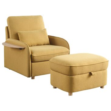 Hearth and Haven Huckleberry Accent Chair and Ottoman in Yellow, , large