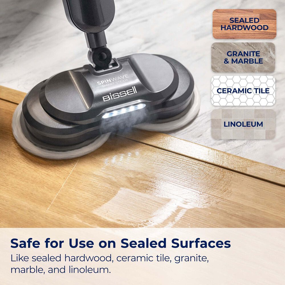 Bissell Spinwave Smart Steam Scrubbing and Sanitizing Spin Mop in Titanium and Bossanova Blue, , large