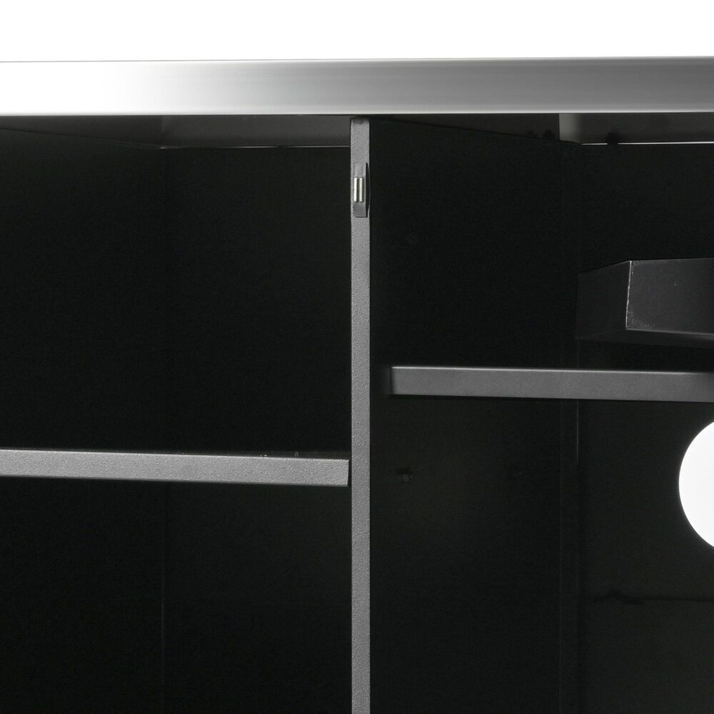 HOMLUX 55.5" Outdoor Kitchen Island with Sink in Black and Stainless Steel, , large