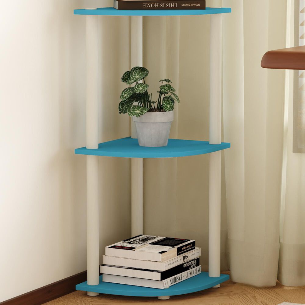 HOMLUX Turn-N-Tube 3-Tier Corner Bookshelf in Light Blue and White, , large