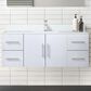 Lexora Home Geneva 48" Single Bathroom Vanity in Glossy White with 2 cm White Cultured Marble Top and Rectangular Sink, , large