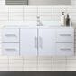 Lexora Home Geneva 48" Single Bathroom Vanity in Glossy White with 2 cm White Cultured Marble Top and Rectangular Sink, , large