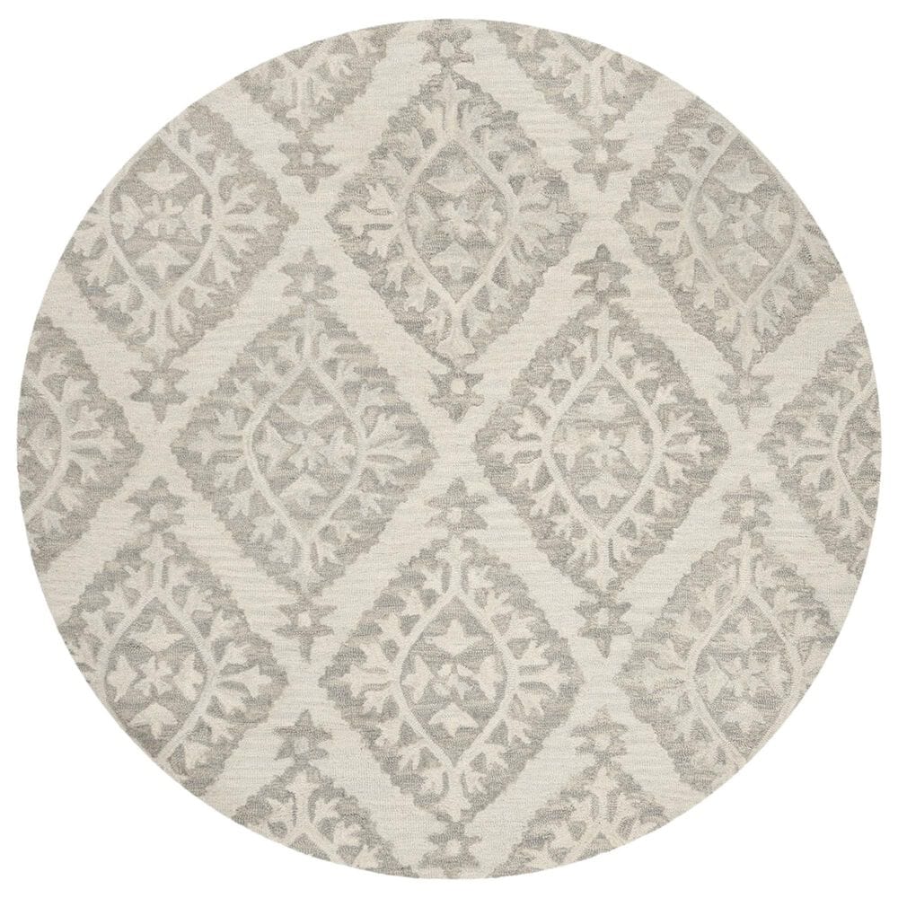 Safavieh Micro-Loop Geometric 5" Round Light Grey Area Rug, , large