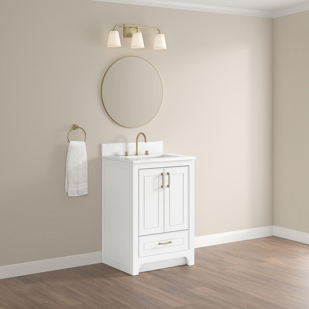 37B Lucerne 24" Single Bathroom Vanity Cabinet in Bright White with Marble Top and Backsplash, , large