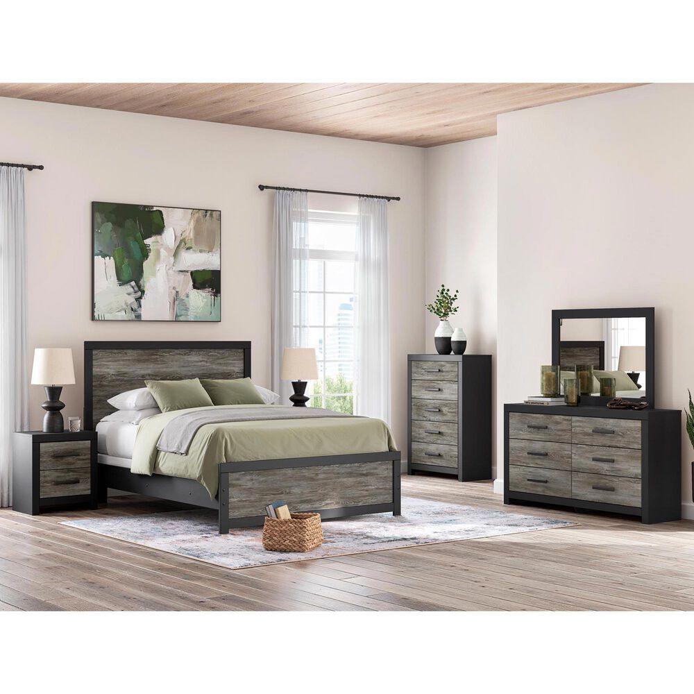 Ashley Broachmyn 5-Piece Queen Panel Bedroom Set in Black and Gray, , large