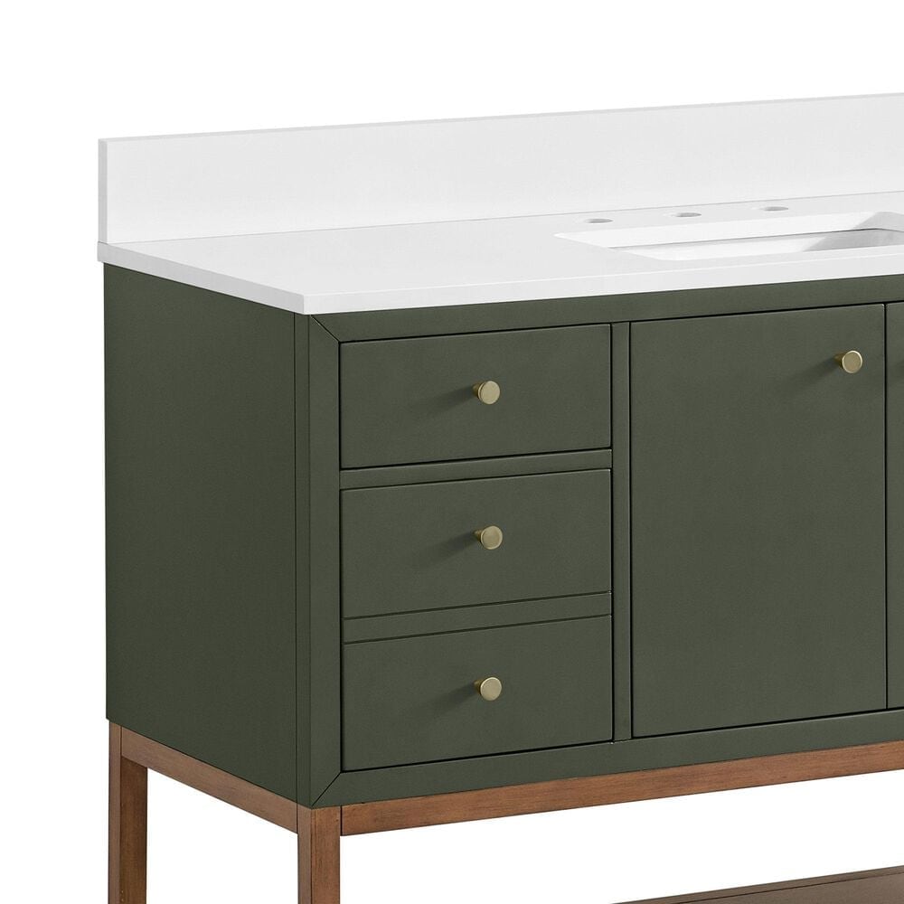 37B Isadore 48" Single Bathroom Vanity Cabinet in Deep Olive Green and White Composite Stone Top and Backsplash, , large
