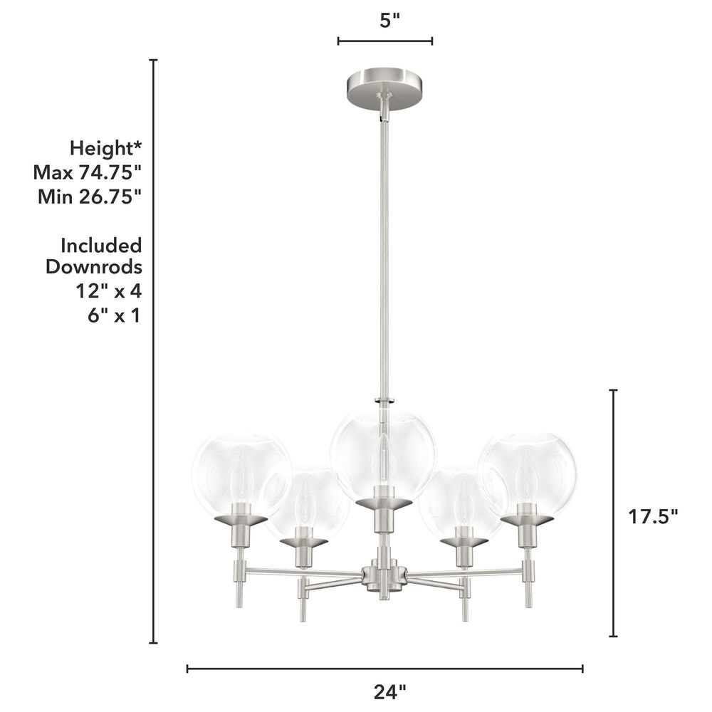 Hunter Xidane 5-Light Chandelier in Brushed Nickel, , large