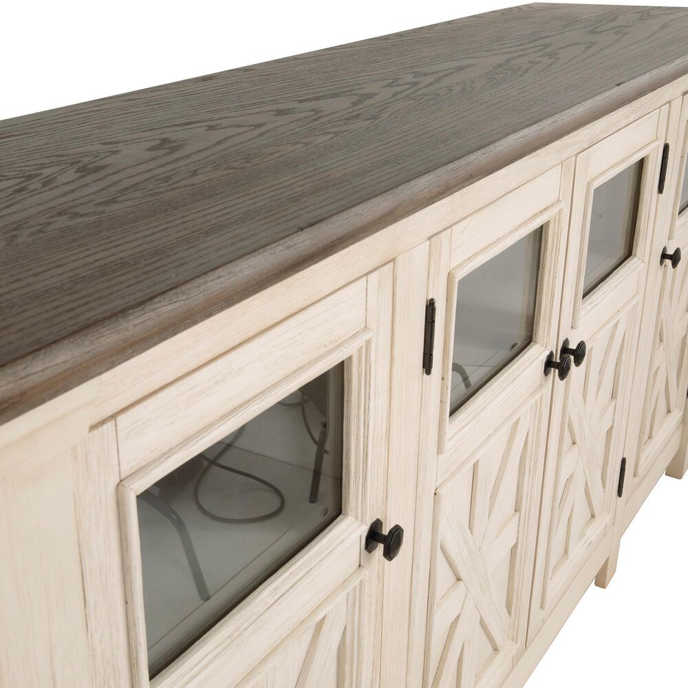 Ashley Bolanburg Extra Large 74&quot; TV Stand in Antique White and Weathered Oak Top, , large
