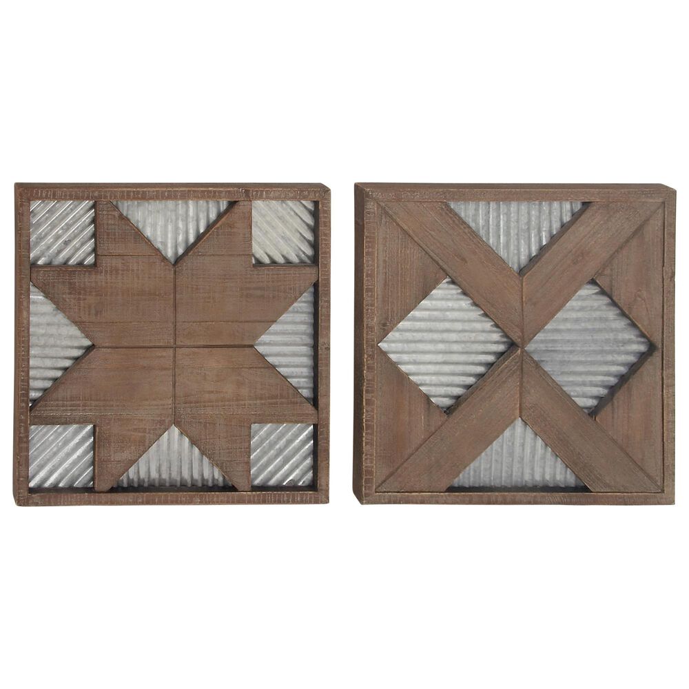 Maple and Jade 19" x 19" Farmhouse Wall Decor in Brown and Gray (Set of 2), , large