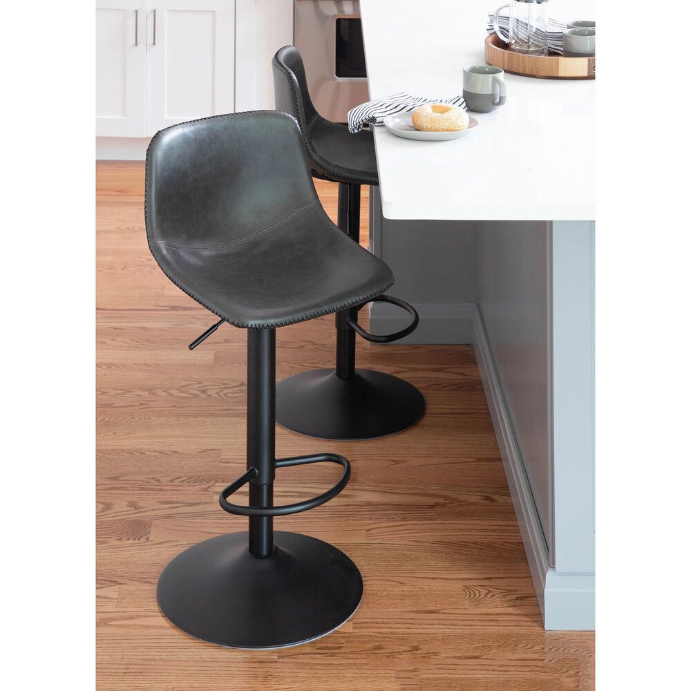 Lumisource Duke Adjustable Barstool in Grey and Black &#40;Set of 2&#41;, , large