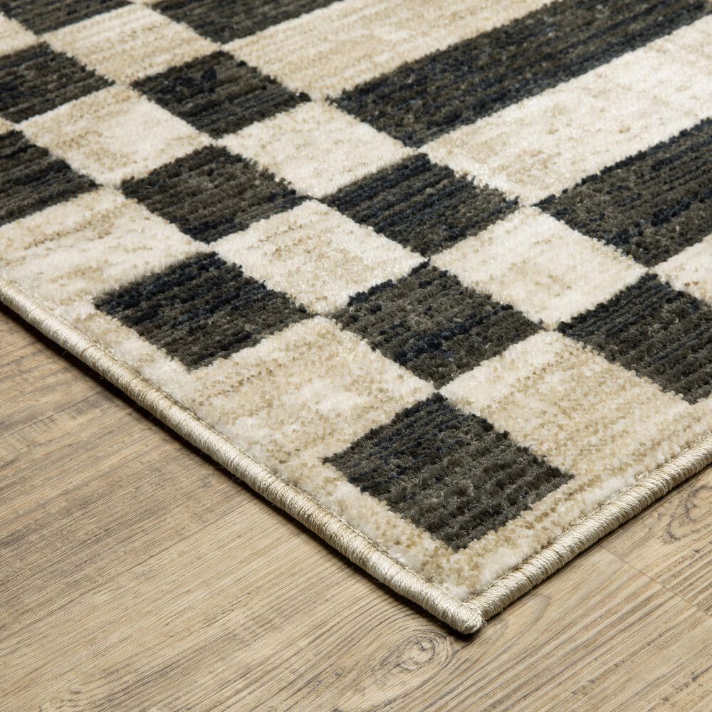 ROW by Oriental Weavers Hunter HNT10 Beige and Black 5'3" x 7'6" Area Rug, , large