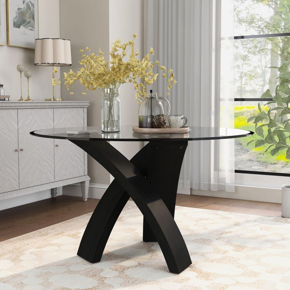 Furniture of America Witt Dining Table in Black and Clear - Table Only, , large