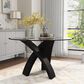 Furniture of America Witt Dining Table in Black and Clear - Table Only, , large