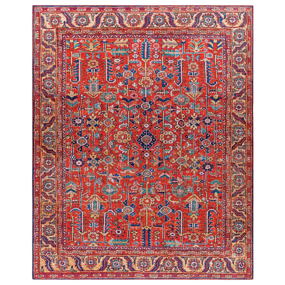 Surya Iris Burnt Orange, Dark Blue, Yellow, Light Pink, Oatmeal and Olive 2&#39;2&quot; x 3&#39;9&quot; Area Rug, , large