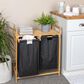 Household Essentials Pull-Out Double Hamper with Shelf in Natural, , large