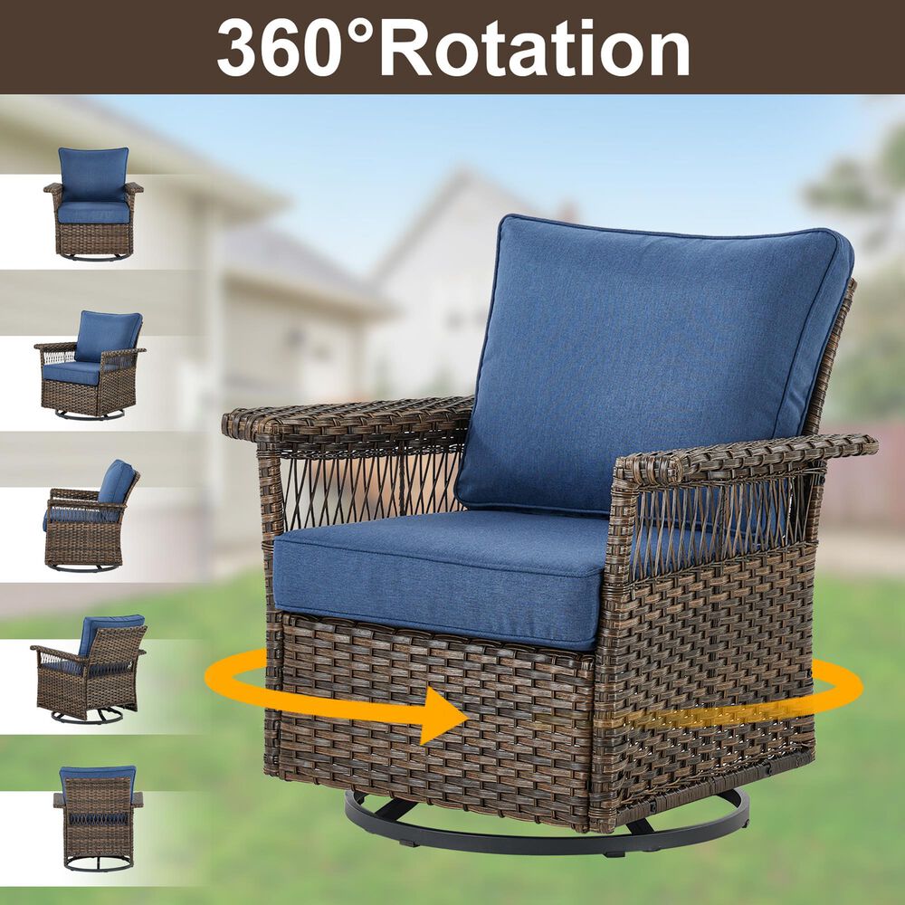 Sunwell Garden 5-Piece Patio Conversation Set with Swivel Chairs in Navy, , large