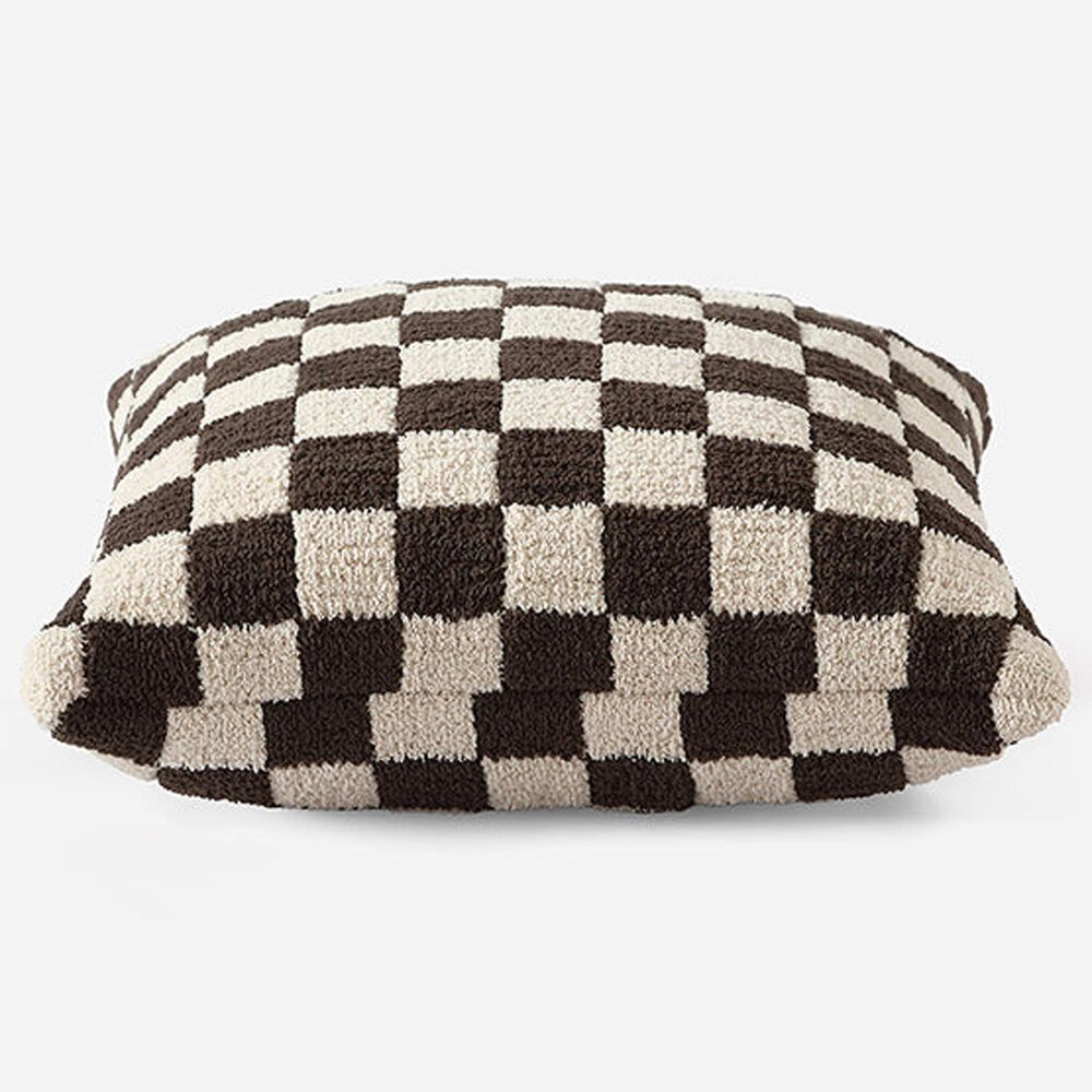 Sunday Citizen Checkerboard 20&quot; Square Throw Pillow in Mocha and Sahara Tan, , large