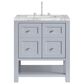 James Martin Vanities Breckenridge 30" Single Bathroom Vanity in Serenity Blue with 3 cm Carrara White Marble Top and Rectangular Sink, , large