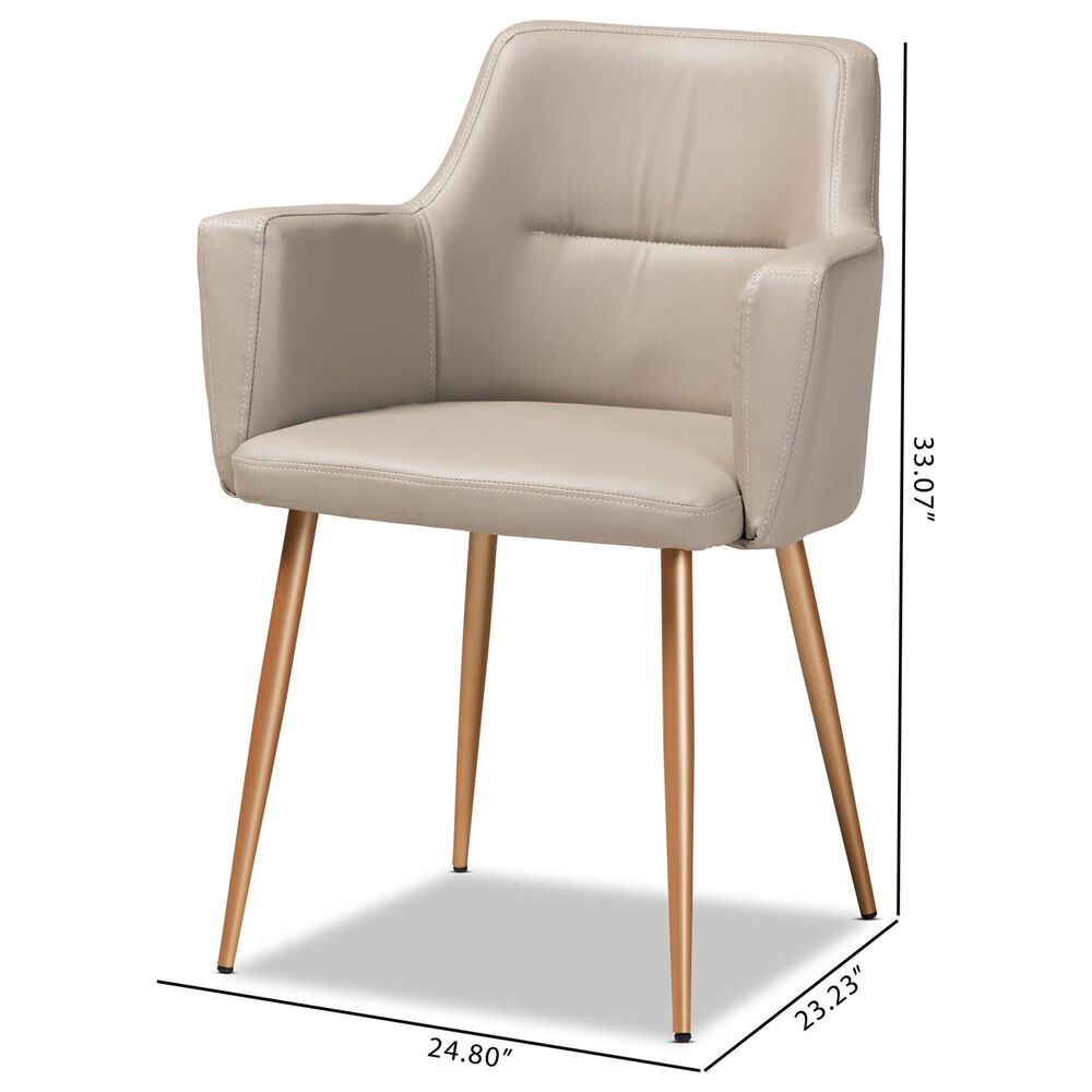 Baxton Studio Martine Dining Chair in Beige/Gold, , large
