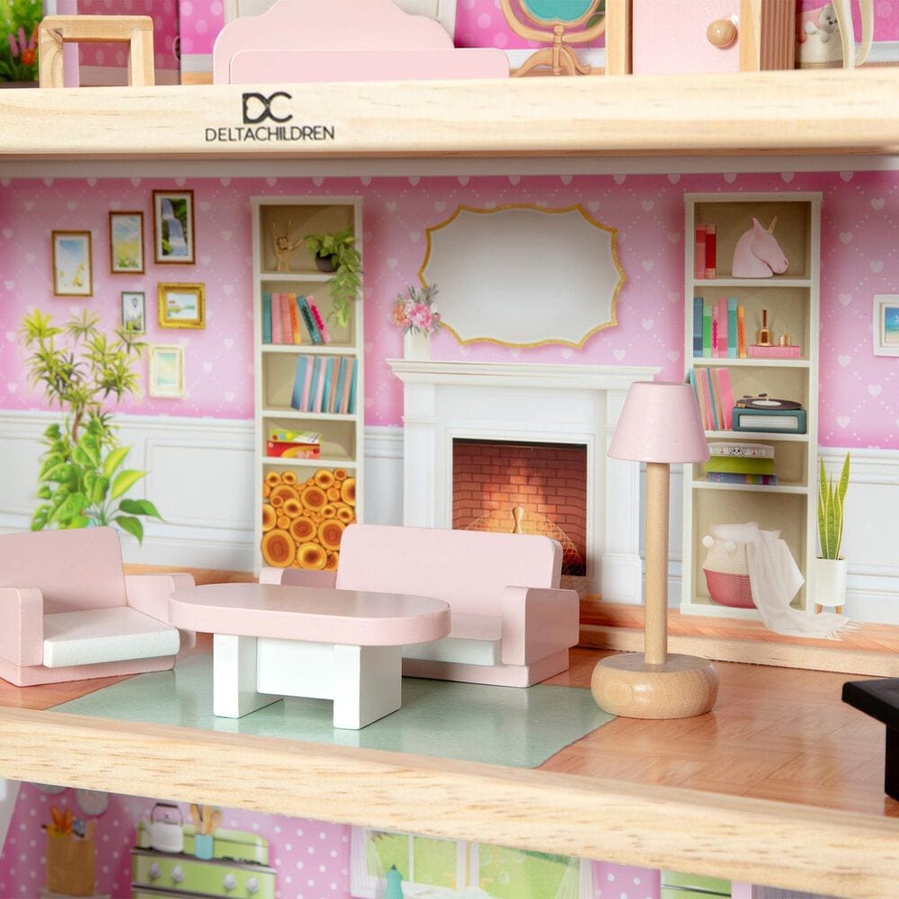 Delta Children Little Gem Dollhouse with 3-Story and 4 Rooms in Multicolor, , large
