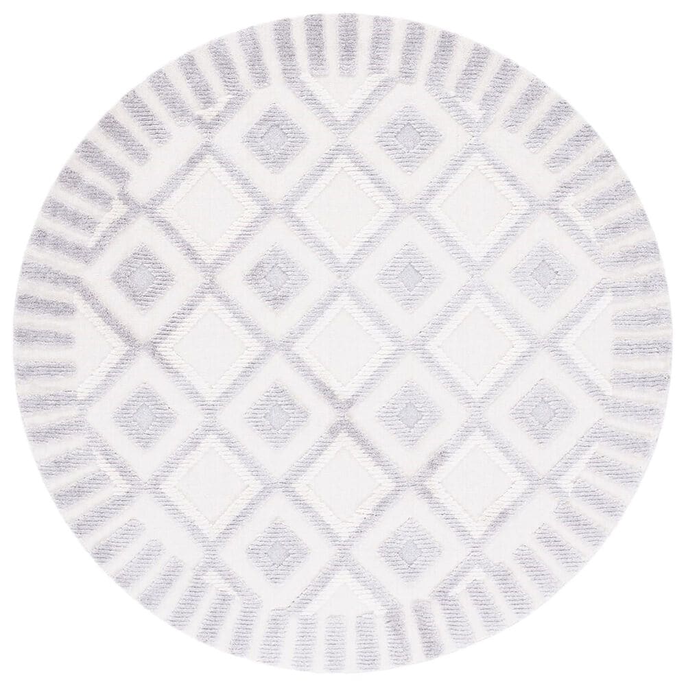 Safavieh Marrakesh MRK560A 6"7" Round Ivory and Grey Area Rug, , large