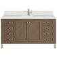 James Martin Vanities Chicago 60" Single Bathroom Vanity in Whitewashed Walnut with Single Hole 3 cm White Zeus Quartz Top and Rectangular Sink, , large