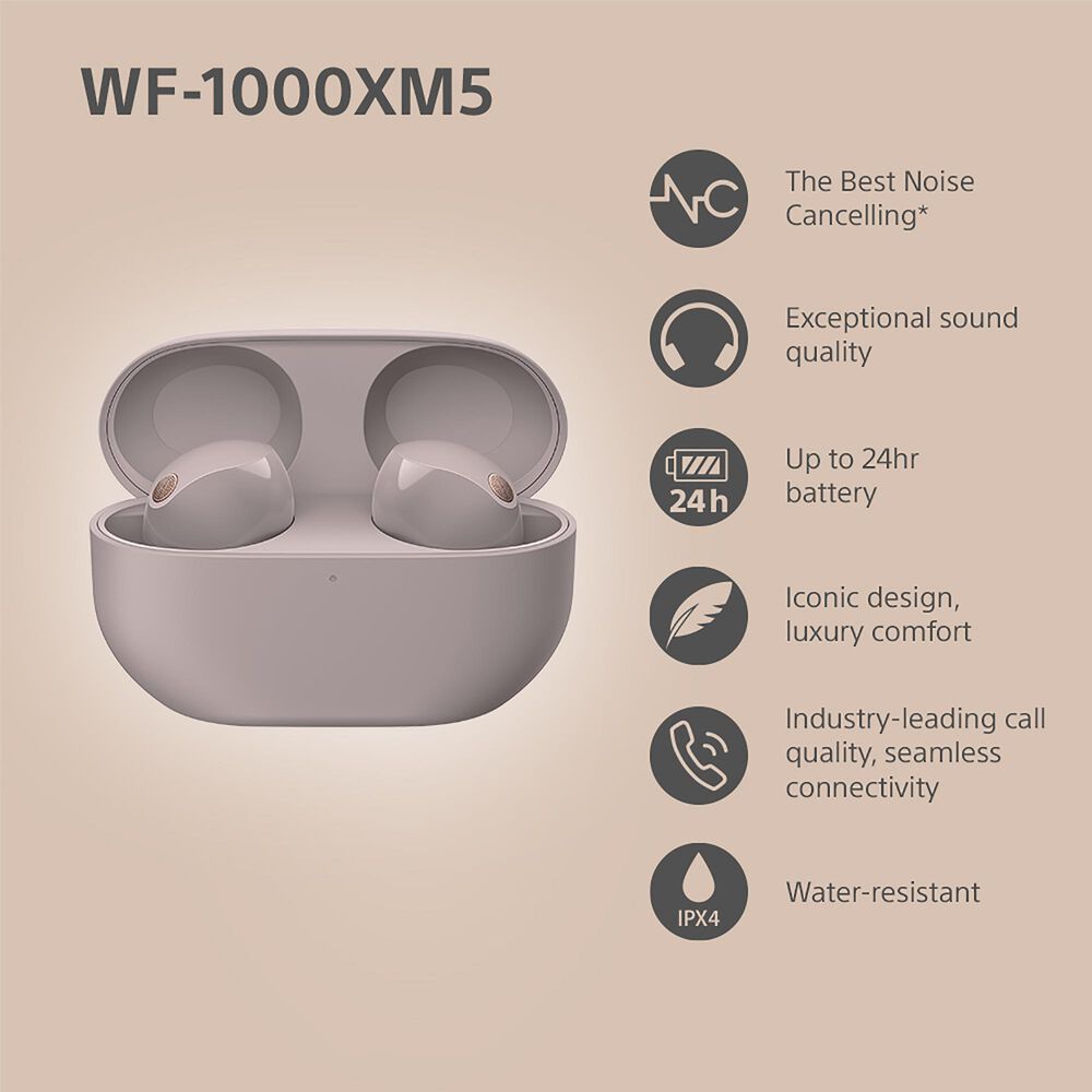 Sony Wireless Noise Cancelling Earbuds in Smoky Pink, , large