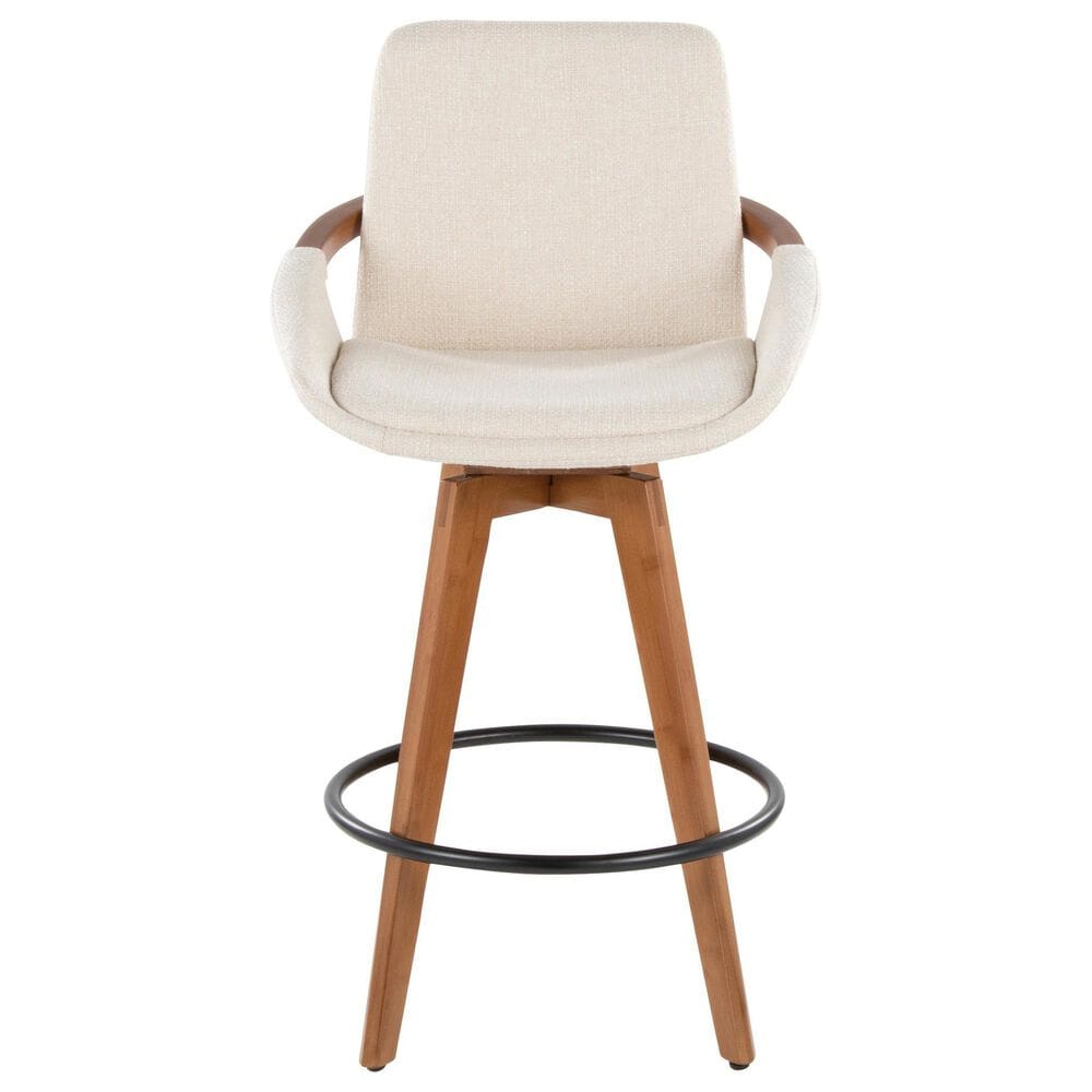 Lumisource Cosmo Swivel Counter Stool with Cream Cushion in Walnut and Black, , large