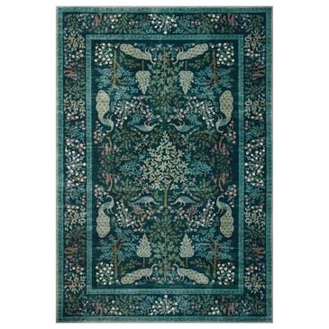 Loloi Canopy Peacock Forest Teal 5" Round Area Rug, , large