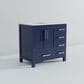 Lexora Home Jacques 36" Left Offset Single Bathroom Vanity in Navy Blue with 2 cm White Quartz Top and Rectangular Sink, , large