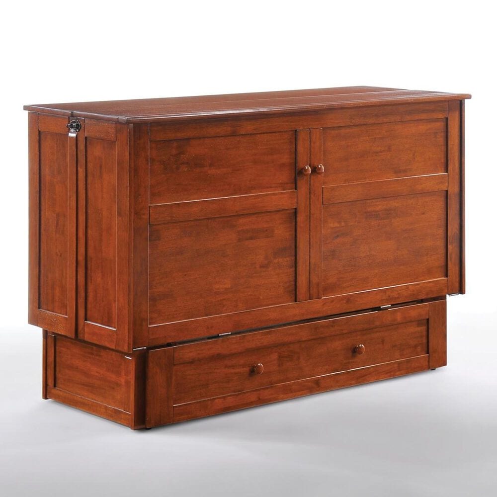 New Day Furniture Clover Murphy Cabinet Bed and Mattress in Cherry, , large