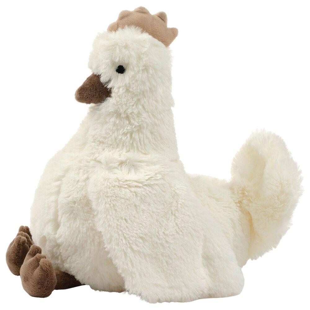 Lambs &amp; Ivy Farmyard Friends Peep Chicken Plush Toy in White, Brown and Light Taupe, , large