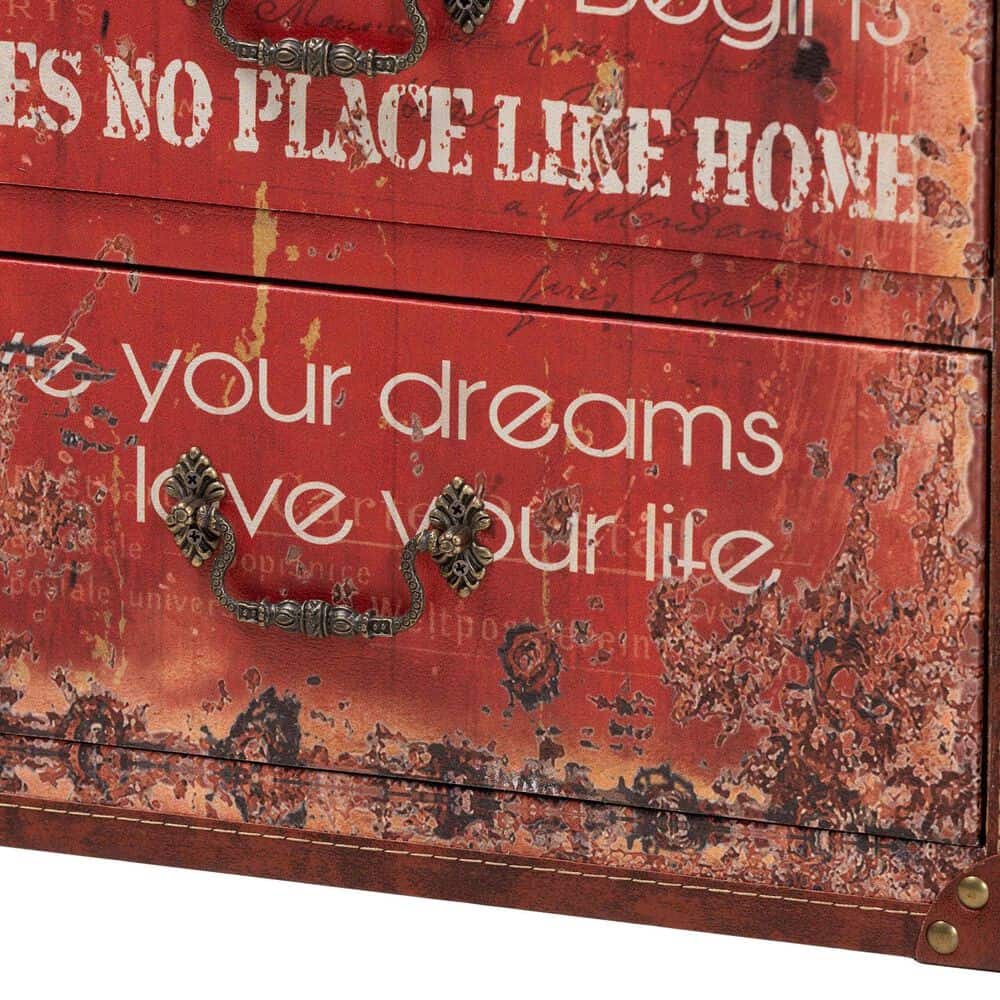 Baxton Studio Lorand 3-Drawer Storage Trunk in Red, , large