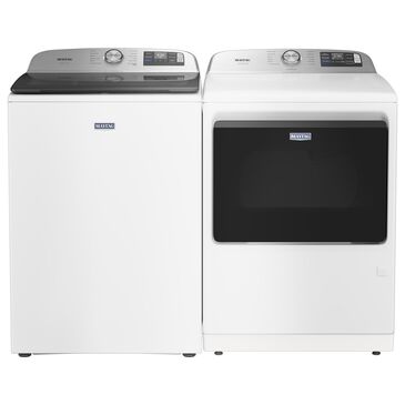 Maytag 5.3 Cu. Ft. Smart Pet Pro Top Load Impeller Washer and 7.4 Cu. Ft. Electric Smart Top Load Dryer Laundry Pair in White, , large
