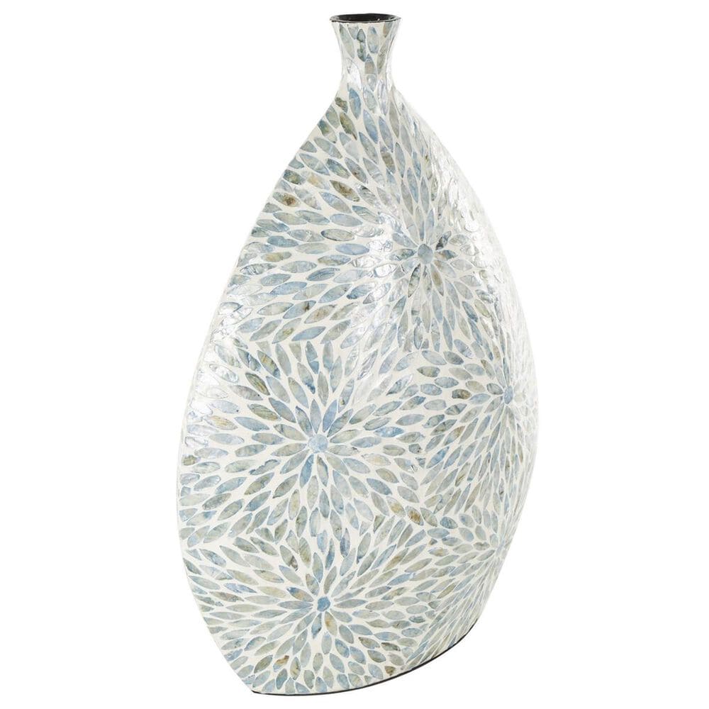 Maple and Jade Large Mosaic Floral Decorative Vase in Blue and Cream, , large