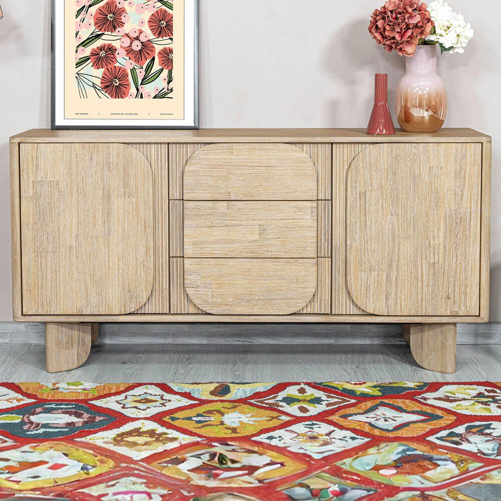 LH Imports Haru 3-Drawer Sideboard without Hutch in Sand Wash, , large