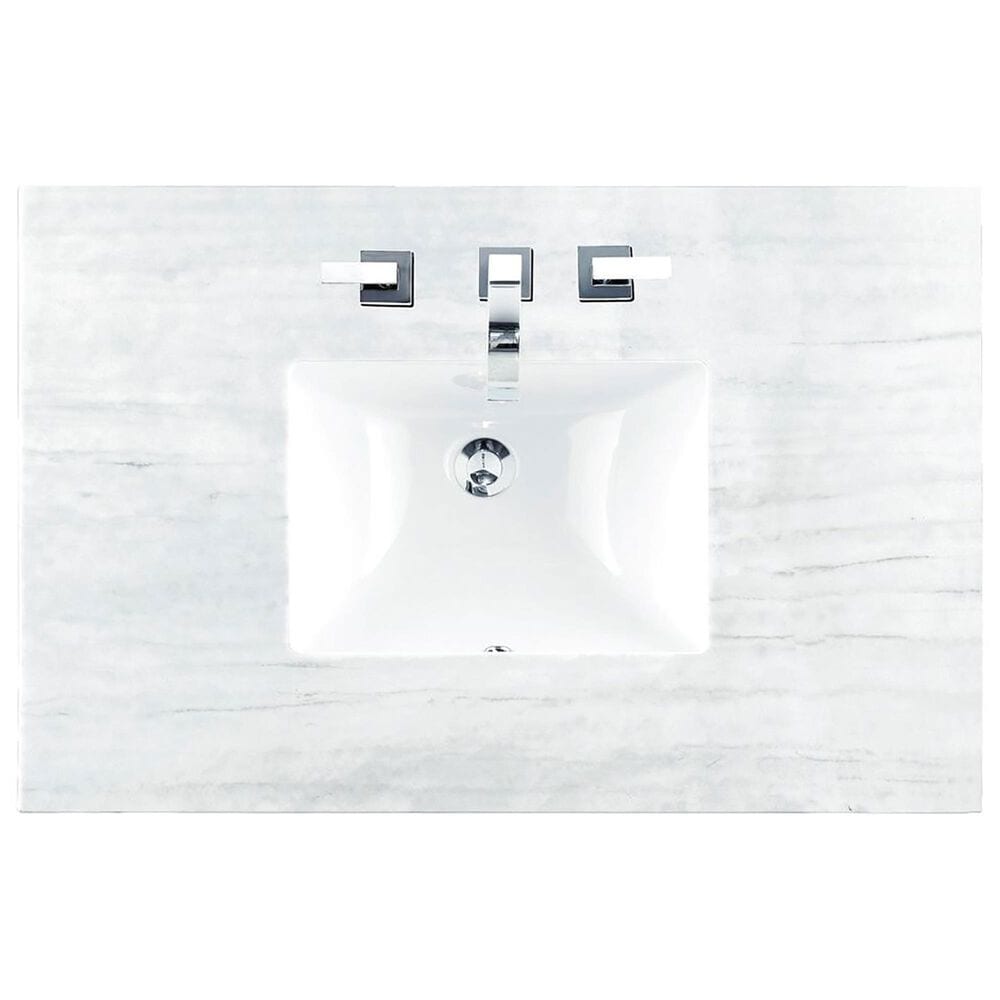 James Martin Vanities Lorelai 36&quot; Single Vanity in Black Onyx with 3 cm Arctic Fall Solid Surface Top, , large