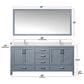 Lexora Home Jacques 60" Double Bathroom Vanity in Distressed Grey with 2 cm White Cultured Marble Top and Rectangular Sinks, , large